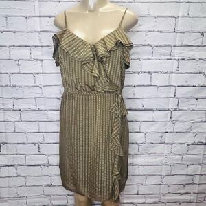 Gianni Bini Women's Brown Ruched Off-the-Shoulder Wrap Dress Size Small